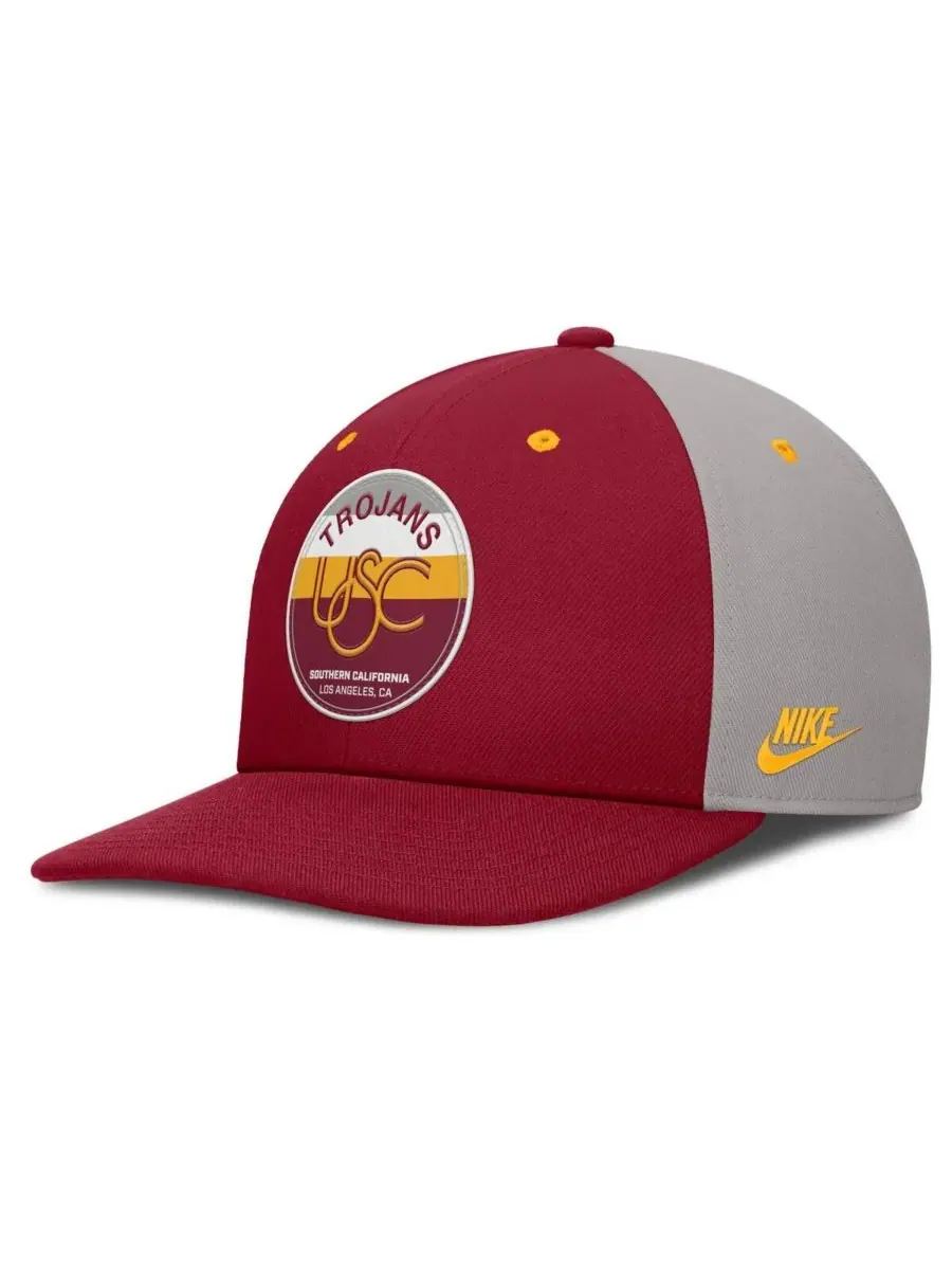 Nike Мужская бейсболка USC Trojans Prep Pro Performance Snapback в расцветке Cardinal/Gray — изображение 1 из 4, серый