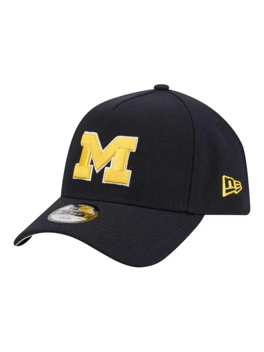 Бейсболка New Era 9FORTY A-Frame с вышивкой Michigan Wolverines — изображение 1 из 5, темно-синий