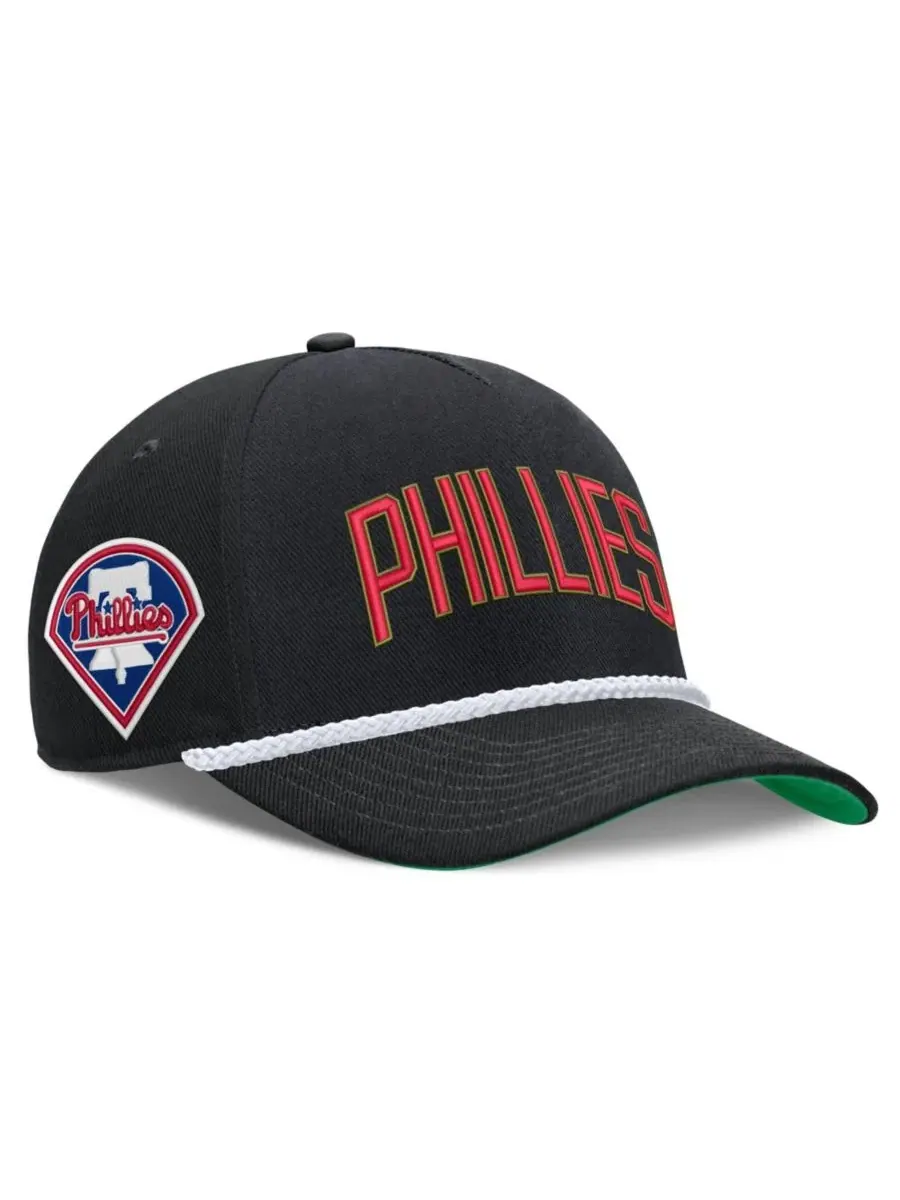 Бейсболка с вышивкой Philadelphia Phillies, коллекция Cooperstown Rise Nike — изображение 1 из 5, черный зеленый