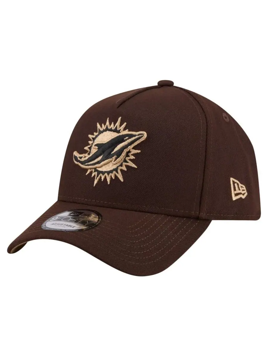 Кепка New Era 9FORTY A-Frame с вышитым логотипом Miami Dolphins — изображение 1 из 5, коричневый