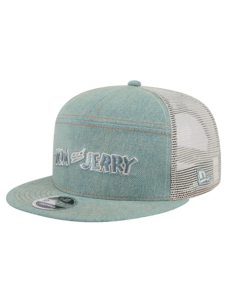 Мужская джинсовая кепка Tom and Jerry Denim 9FIFTY Snapback New Era — изображение 1 из 4, синий