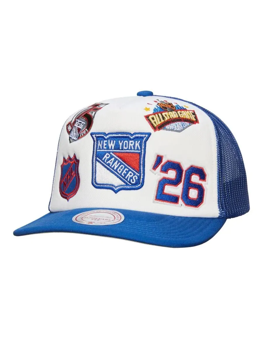 Mitchell & Ness Мужская бело-синяя регулируемая бейсболка New York Rangers Gridlock Trucker — изображение 1 из 2, белый синий