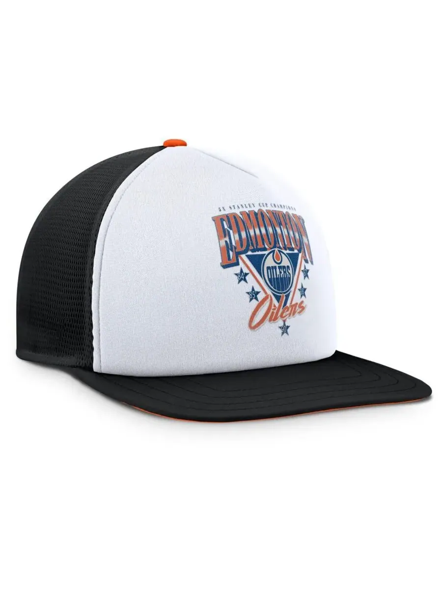 Fanatics Мужская бело-черная бейсболка Edmonton Oilers из коллекции Decades с застежкой-регулятором — изображение 1 из 3