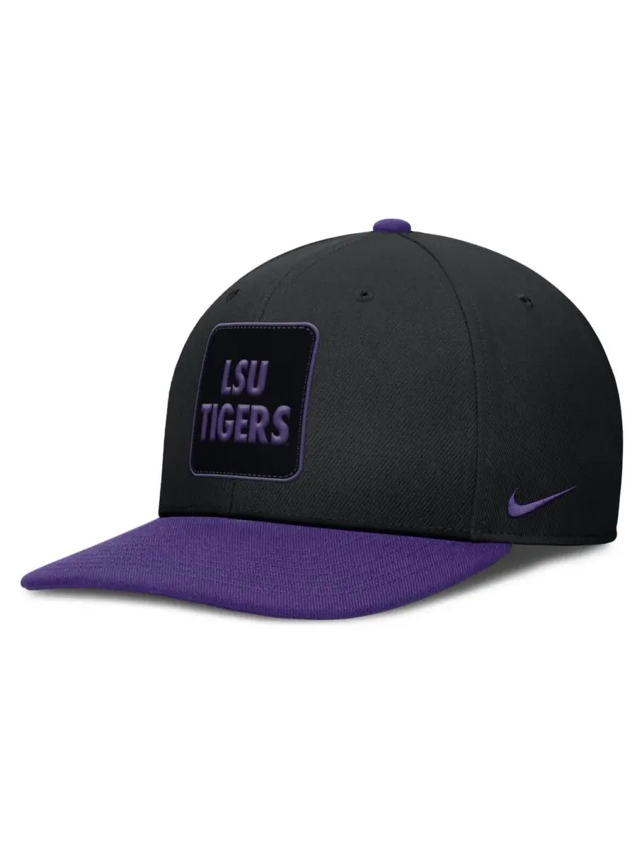 Nike Мужская черно-фиолетовая кепка-снепбек LSU Tigers 2025 Sideline Campus Pro Local — изображение 1 из 4, черный фиолетовый