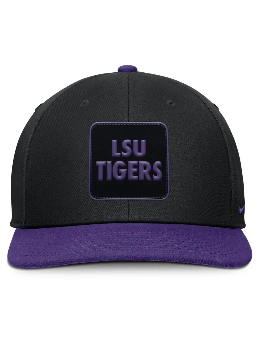 Nike Мужская черно-фиолетовая кепка-снепбек LSU Tigers 2025 Sideline Campus Pro Local — изображение 2 из 4, черный фиолетовый