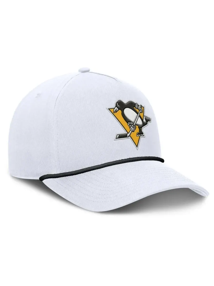 Fanatics Мужская белая регулируемая кепка Pittsburgh Penguins Rope A-Frame — изображение 3 из 4, белый