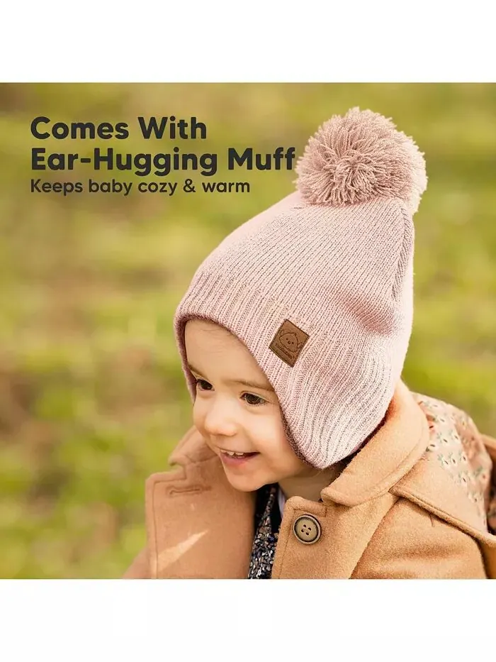 Muff Baby Beanie, Детская шапка для мальчиков, девочек, Зимние шапки для детей, новорожденных — изображение 6 из 9