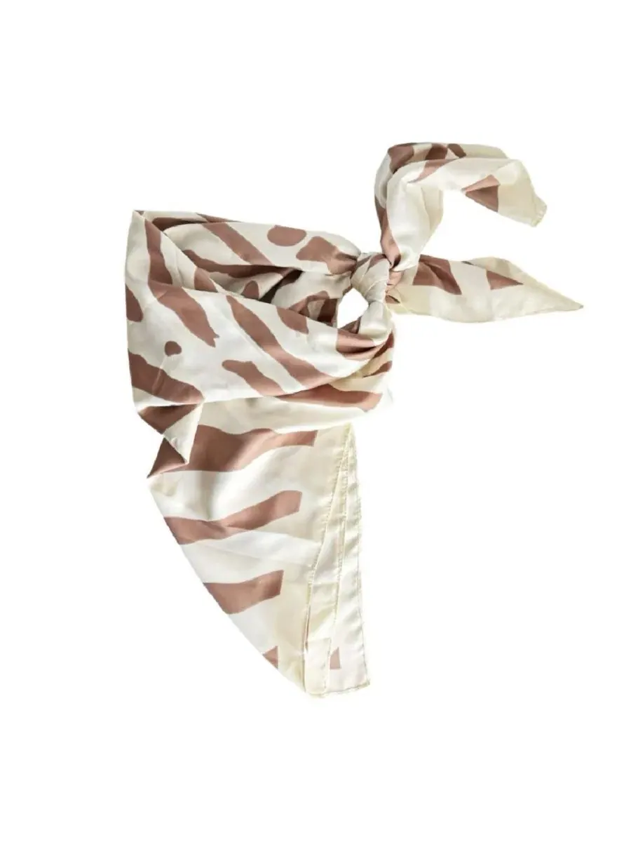 Шелковый платок-повязка на голову с полосатым принтом, Satin Striped Headscarf Headbands of Hope — бежевый