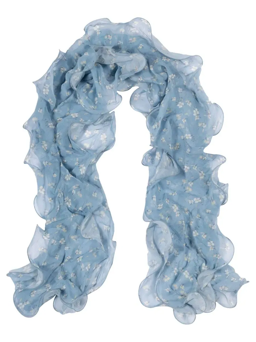 Шарф с двойной оборкой Floral Double Ruffle Lauren Ralph Lauren — изображение 2 из 3, синий
