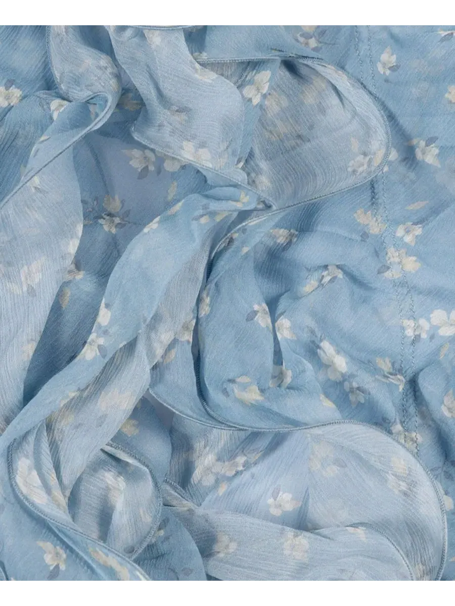 Шарф с двойной оборкой Floral Double Ruffle Lauren Ralph Lauren — изображение 3 из 3, синий