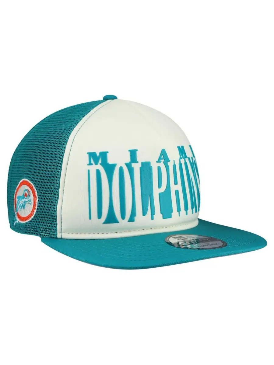 New Era Мужская кепка-бейсболка 9FIFTY кремового/бирюзового цвета с вырезом в стиле ретро команды — изображение 1 из 4