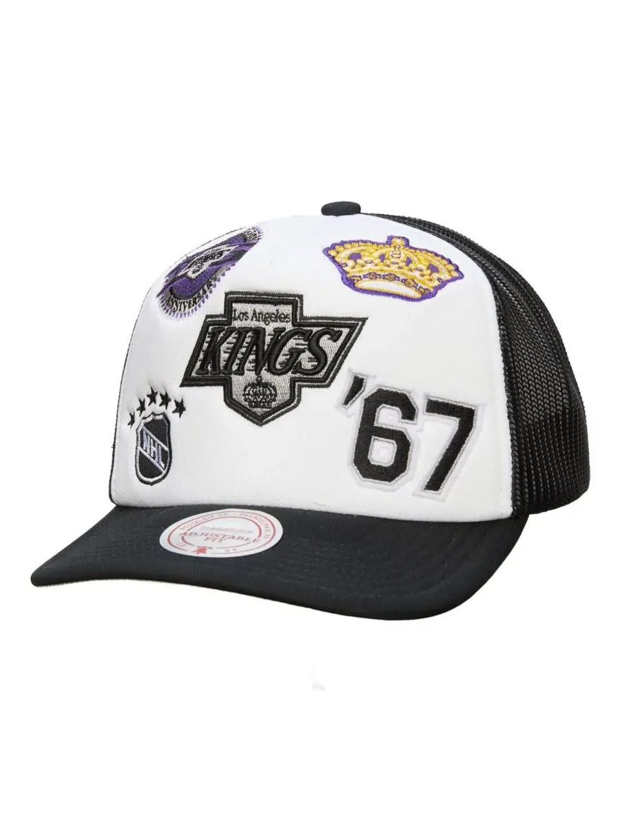 Mitchell & Ness Мужская регулируемая кепка-тракер Los Angeles Kings Gridlock белого/черного цвета — изображение 1 из 3