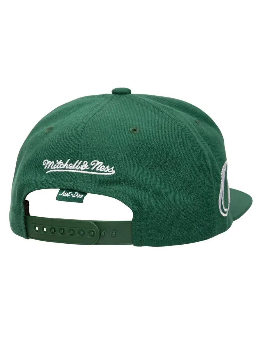 Mitchell & Ness Мужская зеленая кепка Oakland Athletics Just Don x MLB Lux Script Snapback Hat — изображение 4 из 4, зеленый