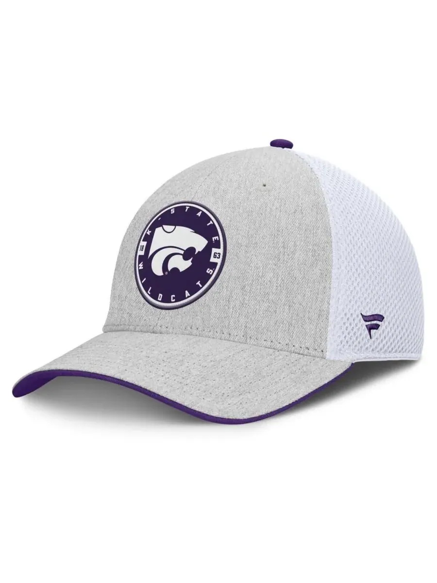 Fanatics Мужская кепка Trigger Flex цвета светло-серый/белый с символикой команды Kansas State — изображение 1 из 4