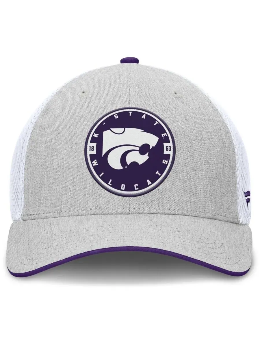 Fanatics Мужская кепка Trigger Flex цвета светло-серый/белый с символикой команды Kansas State — изображение 2 из 4