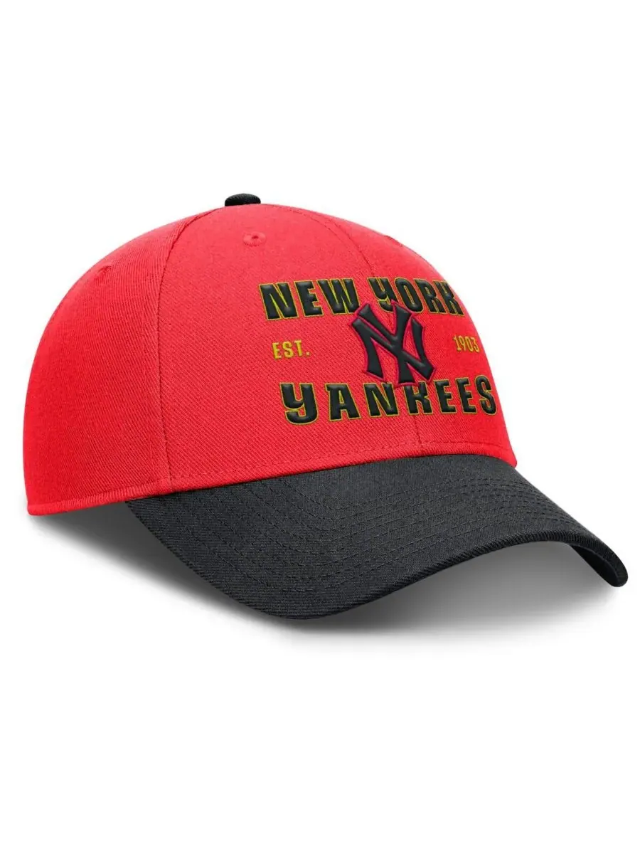 Nike Мужская кепка New York Yankees в красно-черном цвете с регулируемой высотой, в стиле 90-х — изображение 3 из 4, черный