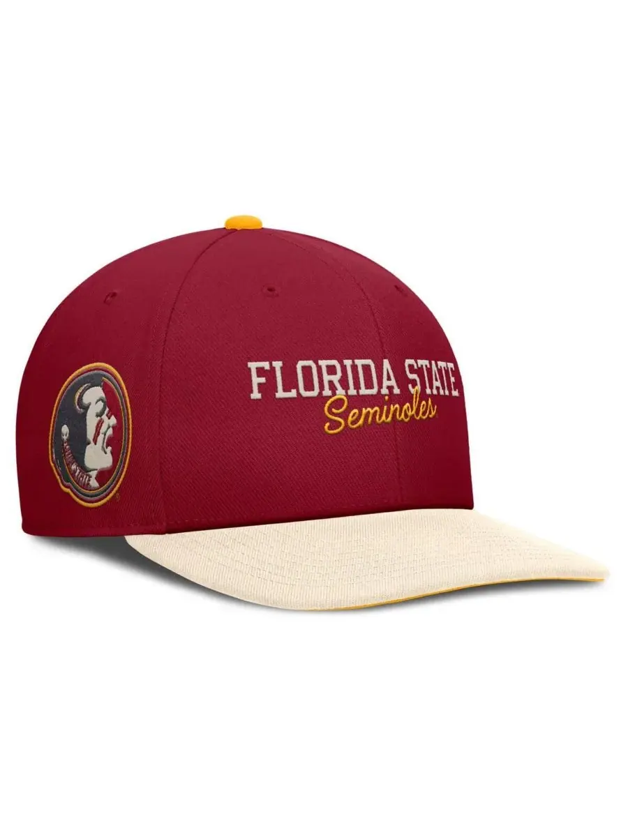 Nike Мужская кепка-снепбек Florida State Seminoles Pro Legacy Script цвета гранат/крем — изображение 1 из 4, кремовый