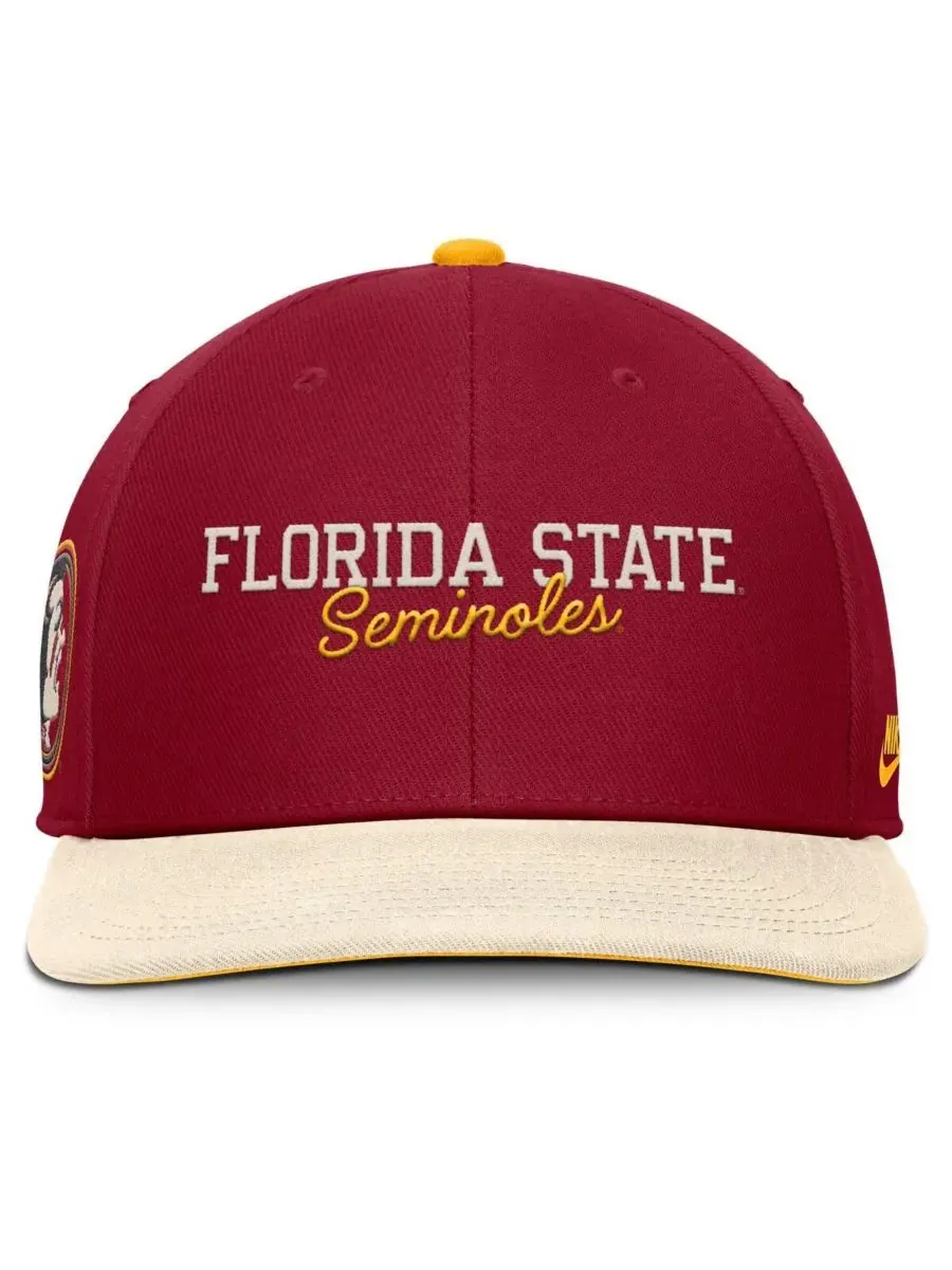 Nike Мужская кепка-снепбек Florida State Seminoles Pro Legacy Script цвета гранат/крем — изображение 4 из 4, кремовый