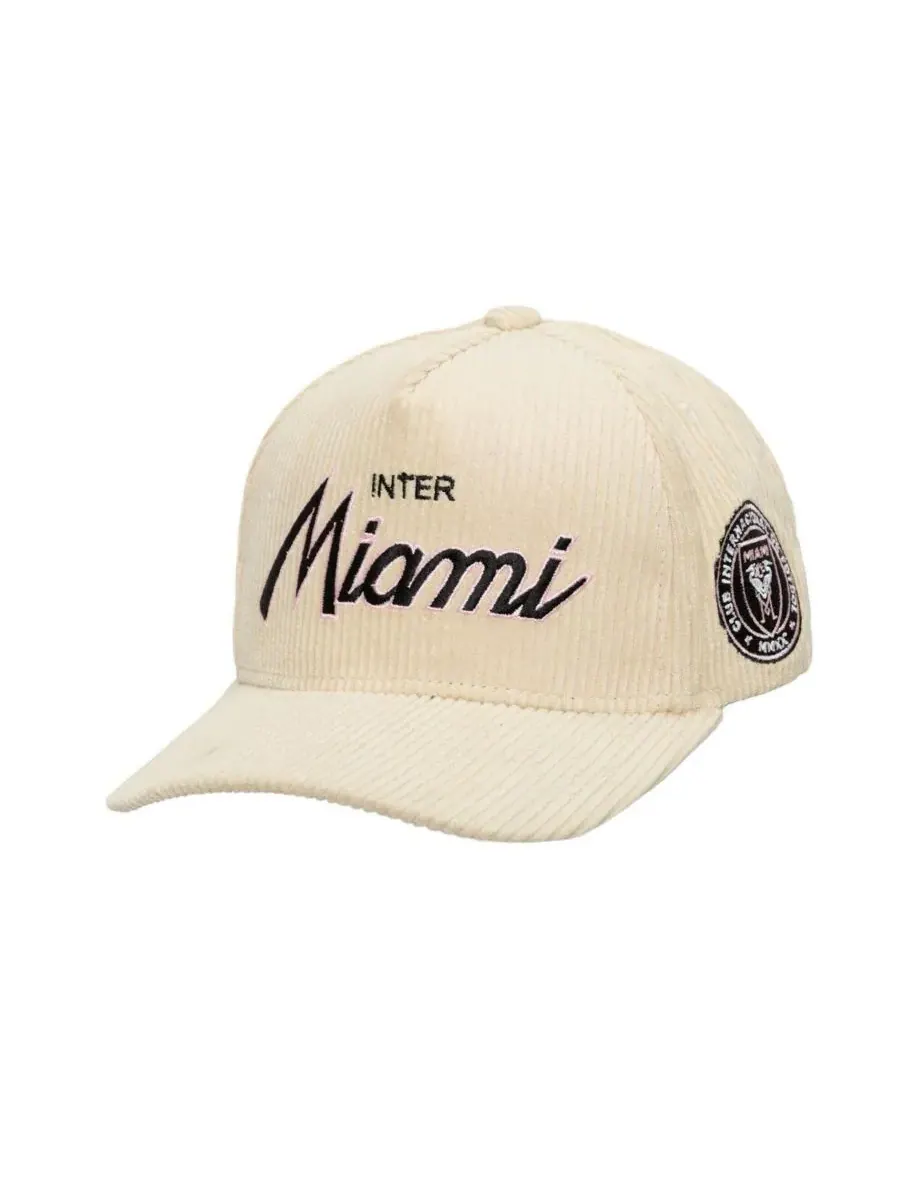 Mitchell & Ness Мужская кремовая вельветовая кепка Inter Miami CF с регулируемой короной Off Pro — изображение 1 из 2