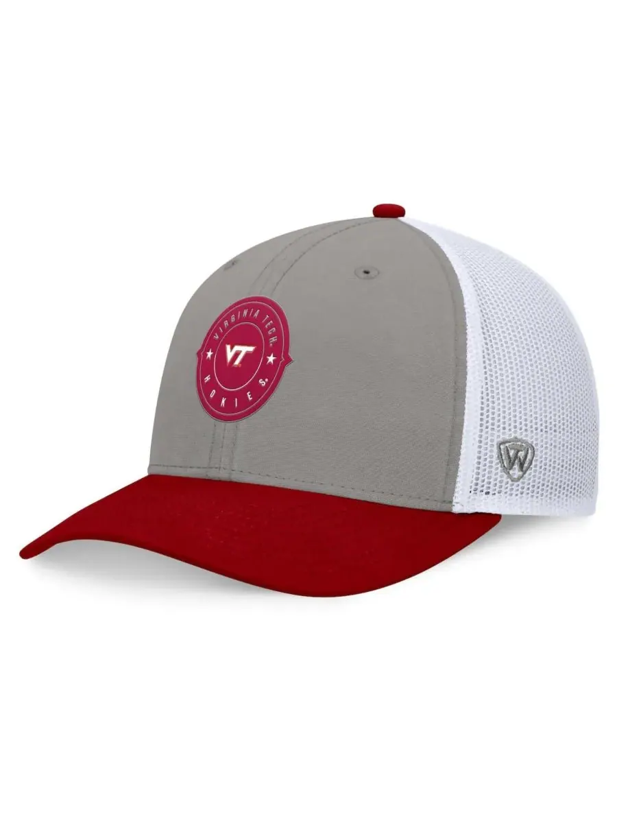 Top of the World Мужская регулируемая кепка Virginia Tech Hokies Rob Trucker серого/бордового цвета — изображение 1 из 4