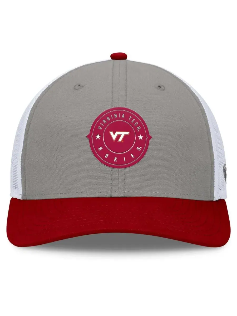 Top of the World Мужская регулируемая кепка Virginia Tech Hokies Rob Trucker серого/бордового цвета — изображение 2 из 4