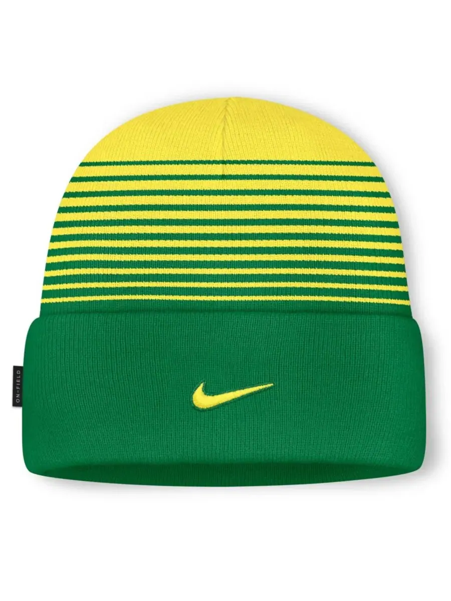 Шапка с отворотом Oregon Ducks On-Field Utility Nike — изображение 2 из 2, зеленый желтый