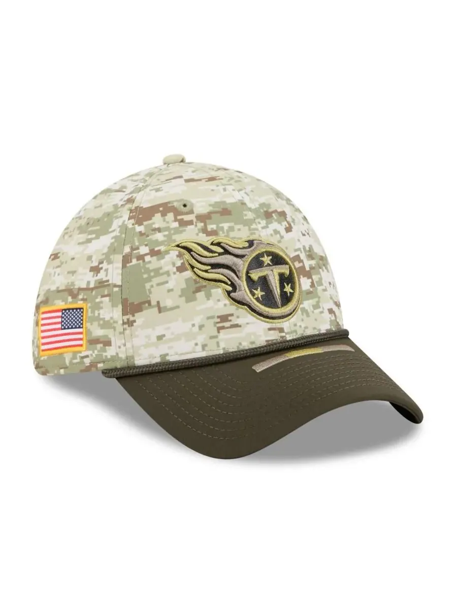 New Era Мужская кепка Tennessee Titans 2025 Salute to Service 39THIRTY Flex Hat в — изображение 1 из 4, темный зеленый