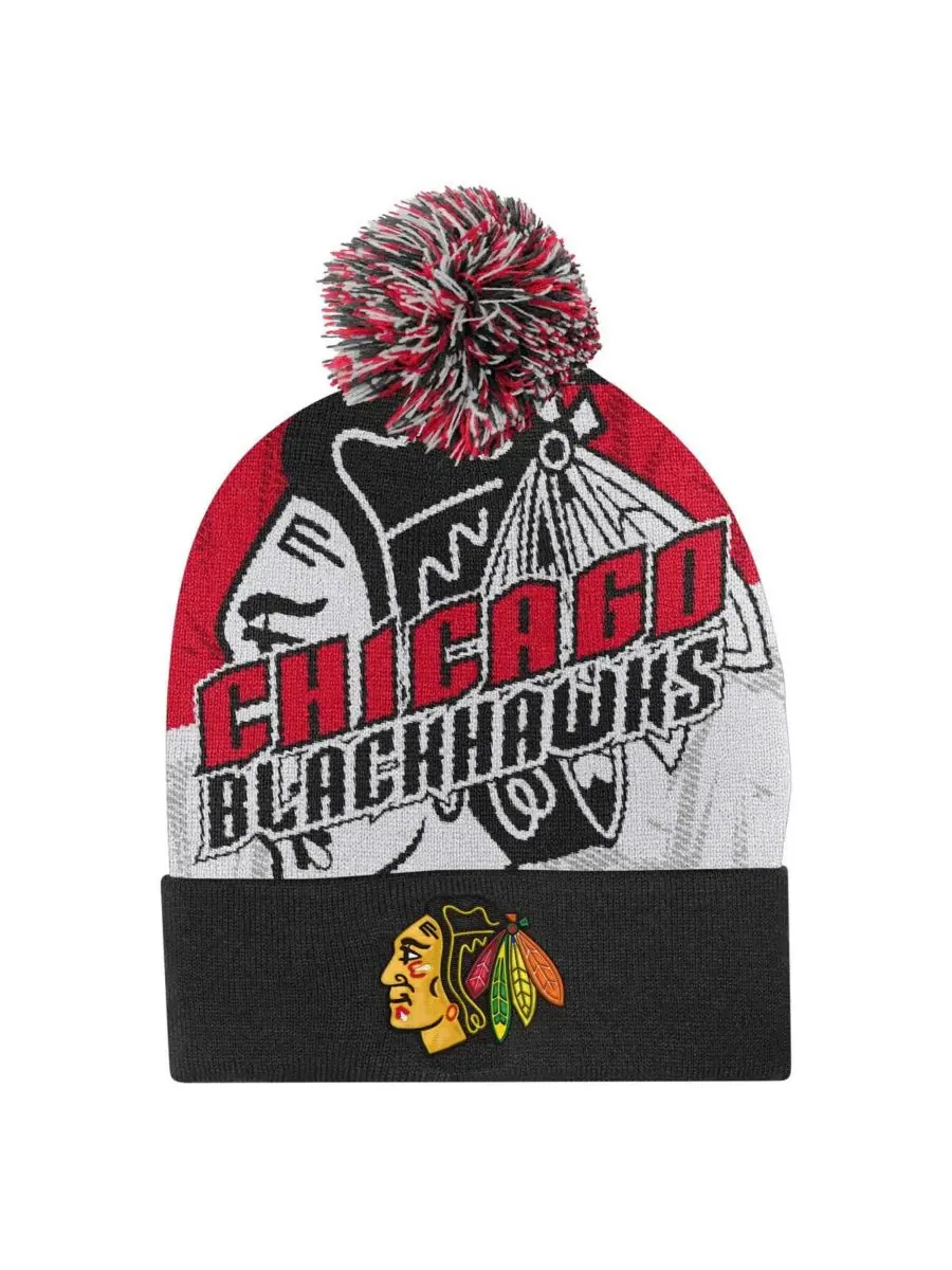 Outerstuff Большая вязаная шапка для мальчиков и девочек "Chicago Blackhawks New Edge" красного — изображение 1 из 2, красный
