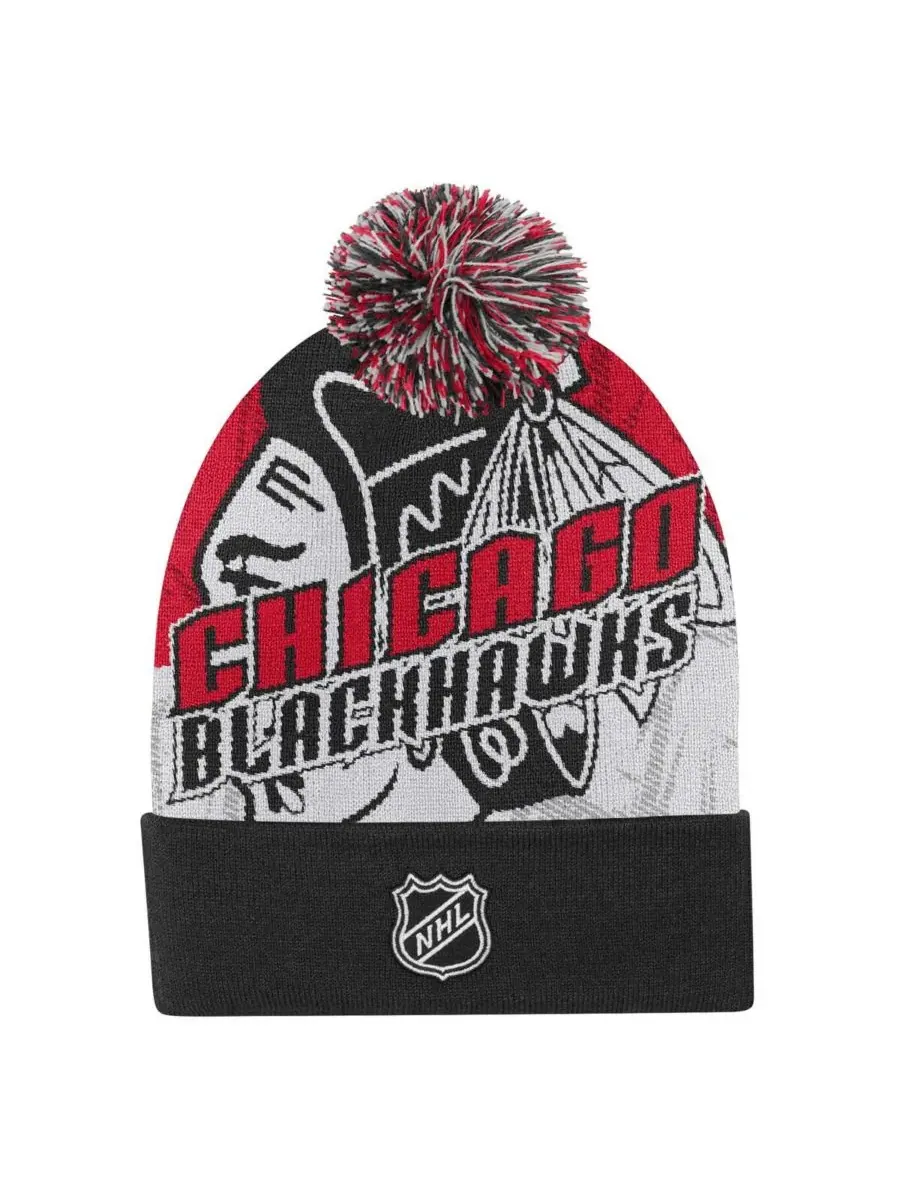 Outerstuff Большая вязаная шапка для мальчиков и девочек "Chicago Blackhawks New Edge" красного — изображение 2 из 2, красный