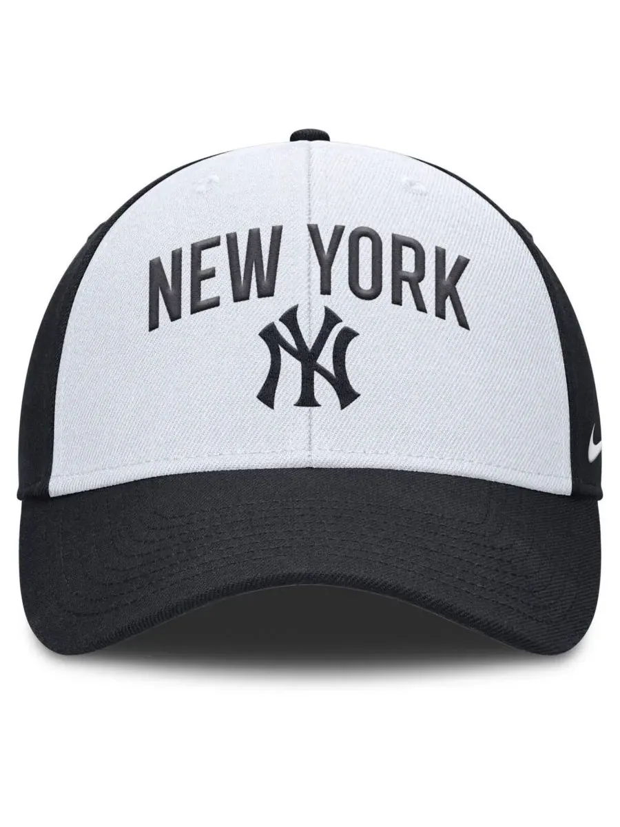 Nike Мужская регулируемая бейсболка New York Yankees Club белого/темно-синего цвета — изображение 2 из 4, белый темно-синий
