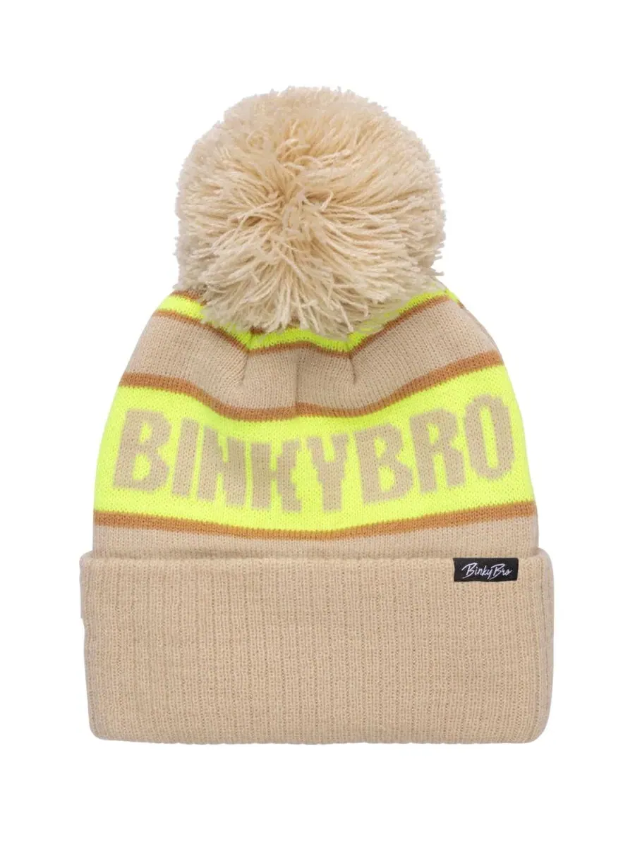 Шапка вязаная неоново-желтая с брендом BinkyBro — изображение 1 из 1, бежевый неоновый желтый