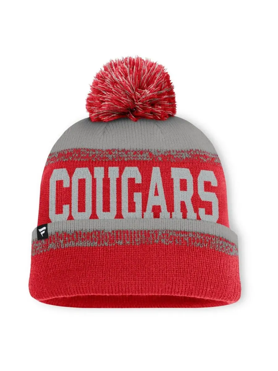 Fanatics Мужская вязаная шапка Houston Cougars Thrive красно-серого цвета с отворотом и помпоном — изображение 2 из 2