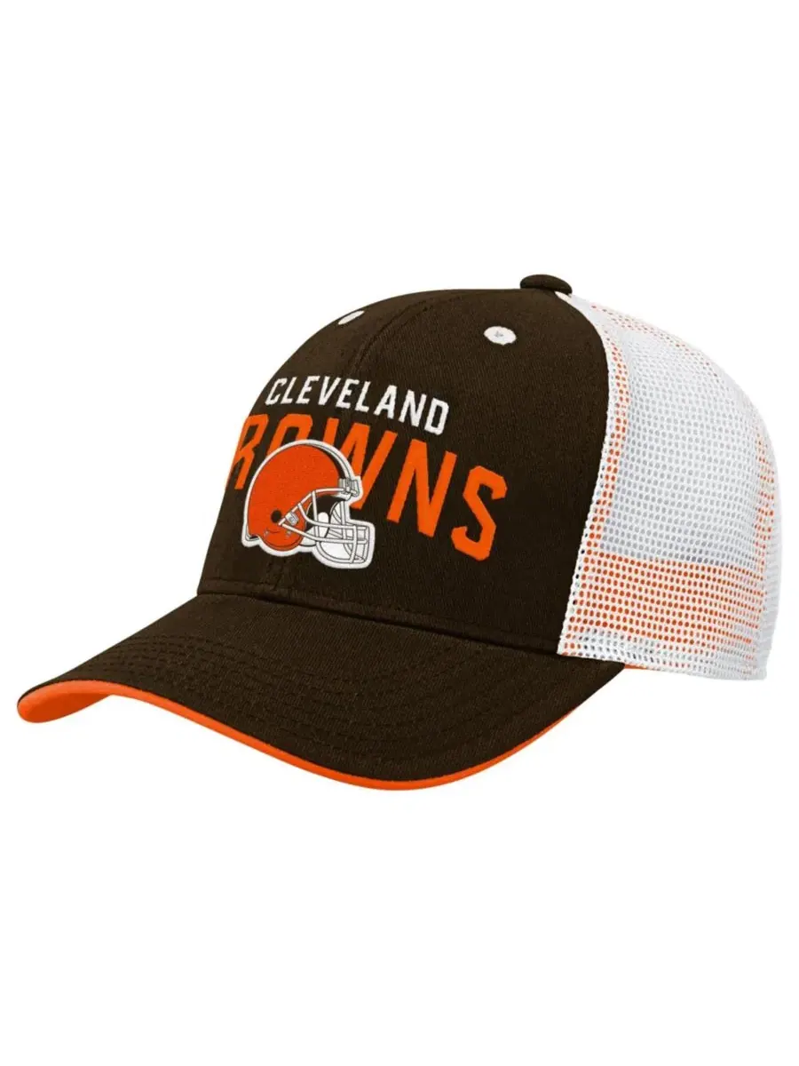 Бейсболка кепка Cleveland Browns Core Lockup Trucker с вышитым логотипом Outerstuff — изображение 1 из 3, коричневый