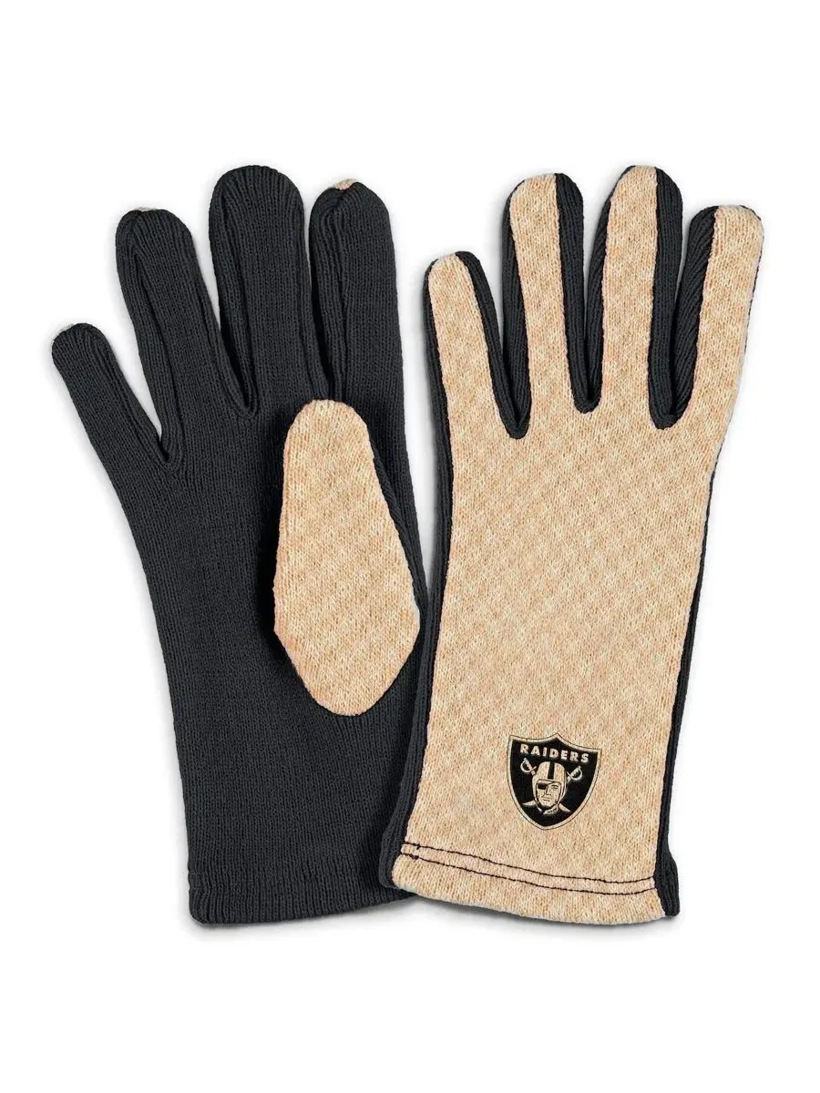 Шарф и перчатки с принтом Las Vegas Raiders Tonal Microcheck WEAR by Erin Andrews — изображение 3 из 3, бежевый