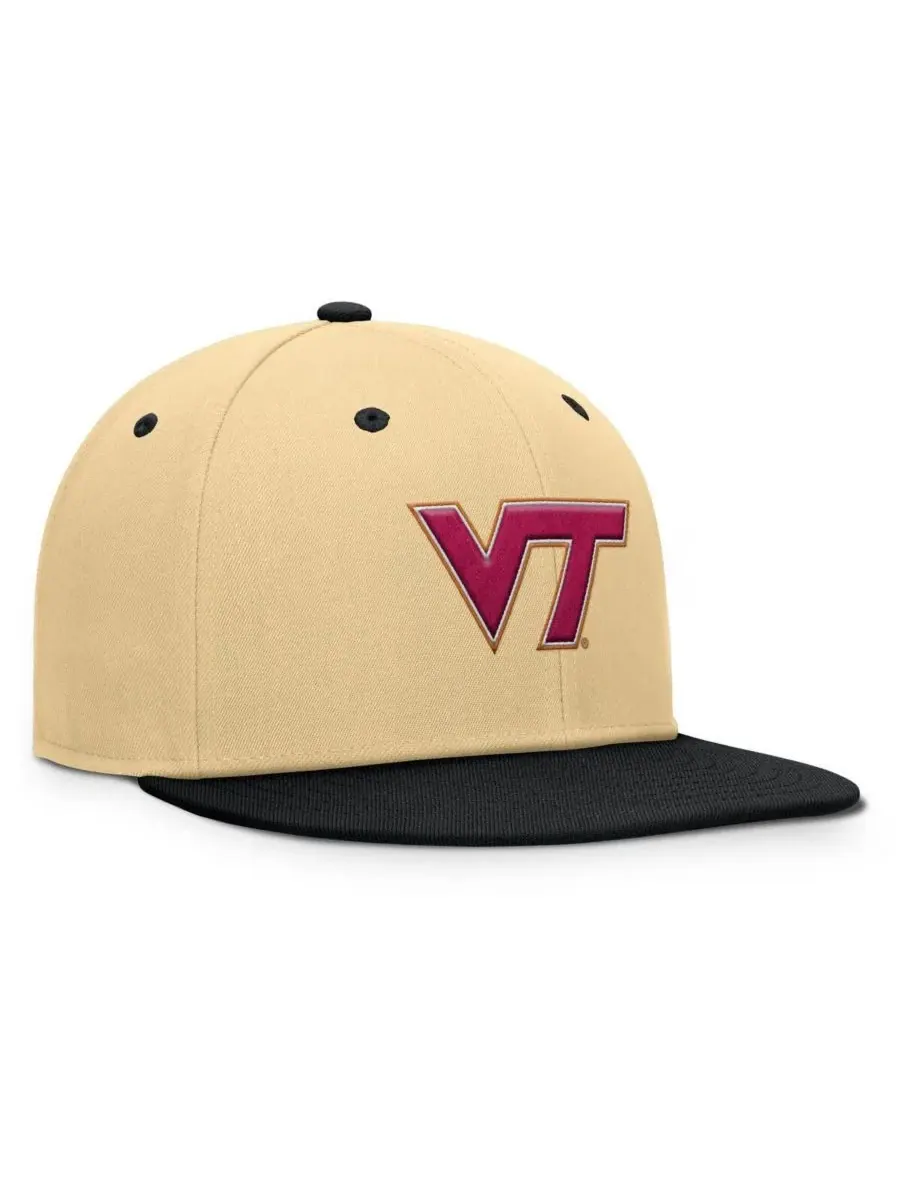Fanatics Мужская золотисто-черная бейсболка Virginia Tech Hokies Balance Fitted Hat — изображение 3 из 4, хаки черный