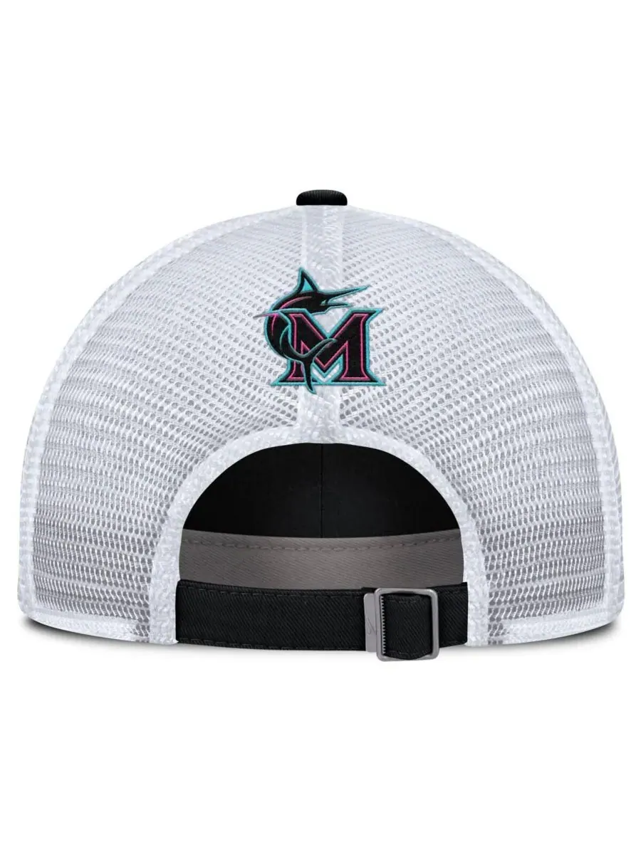 Nike Мужская и женская регулируемая бейсболка-тракер Miami Marlins 2025 City Connect черно-белого — изображение 4 из 4