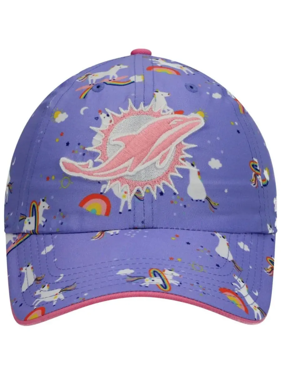 '47 Brand Детская кепка для девочек '47 с фиолетовым логотипом Miami Dolphins и единорогом — изображение 2 из 4, фиолетовый