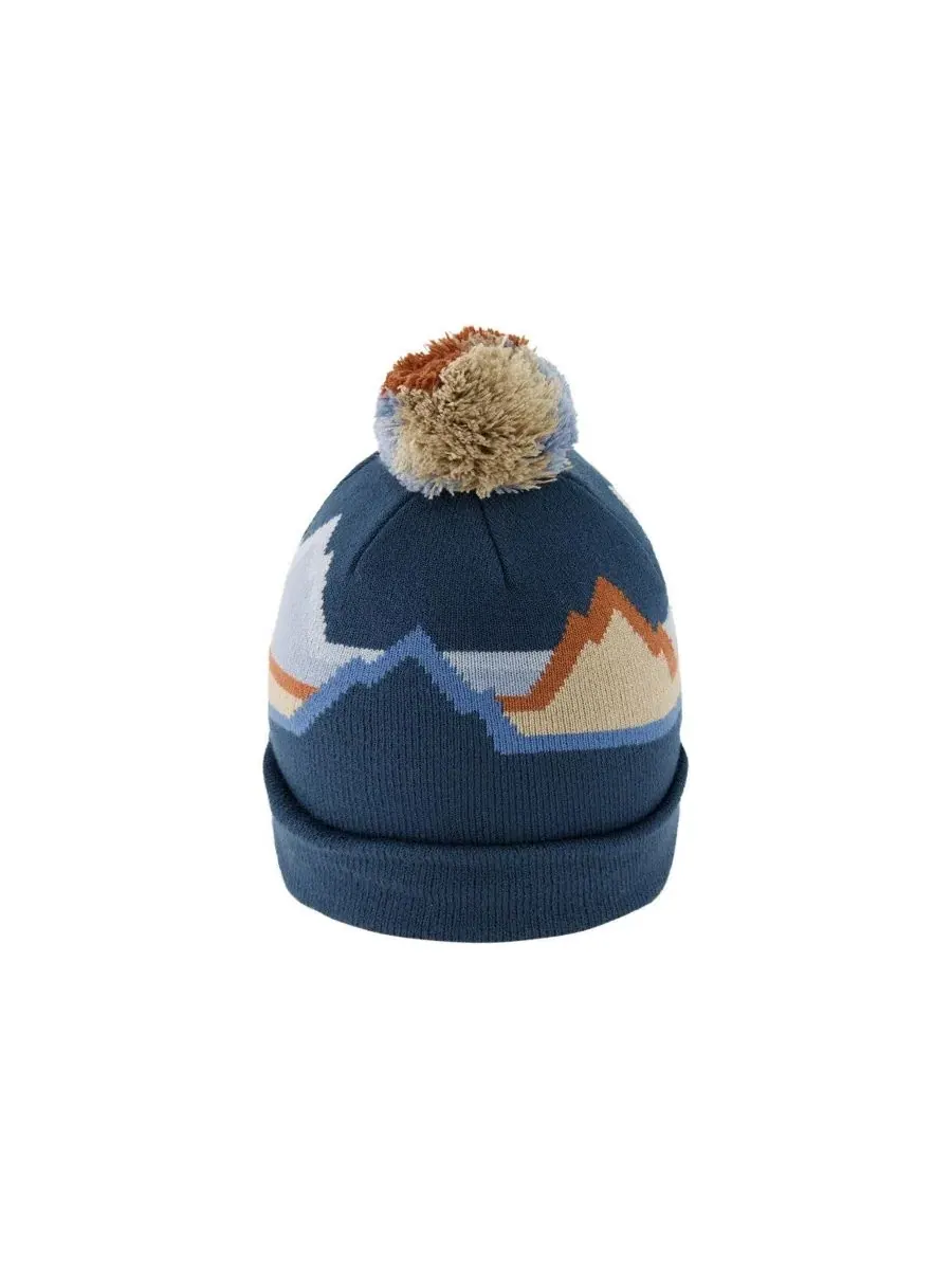 Детская зимняя шапка с помпоном, с жаккардовым принтом горы, Mountain Jacquard Deux par Deux — изображение 4 из 6, синий