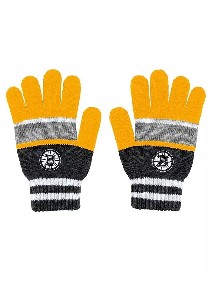 Женский комплект из перчаток и шарфа в полоску Boston Bruins Wear By Erin Andrews — изображение 3 из 3, желтый