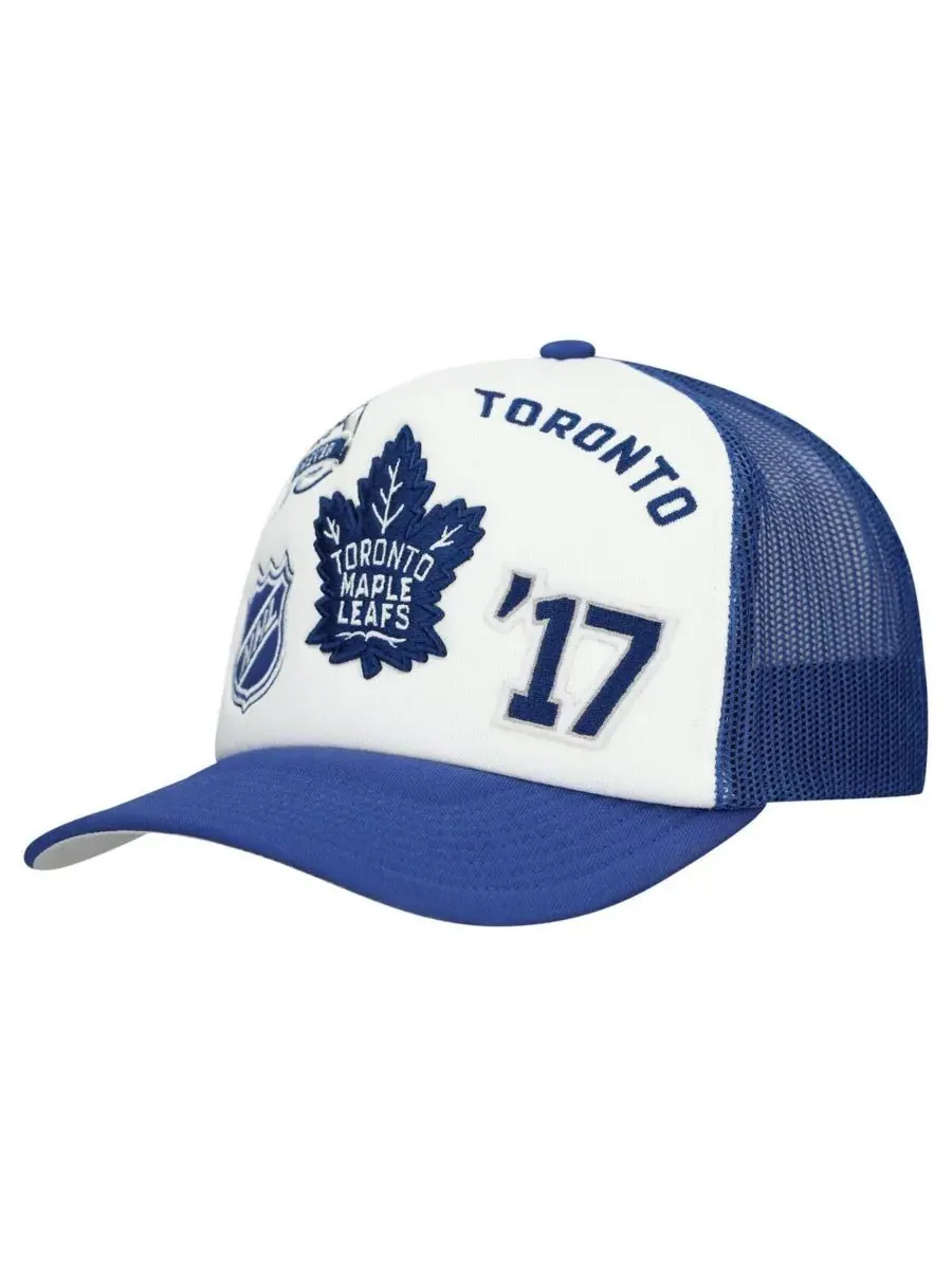 Mitchell & Ness Мужская бело-синяя регулируемая кепка-тракер с логотипом команды Toronto Maple — изображение 1 из 4