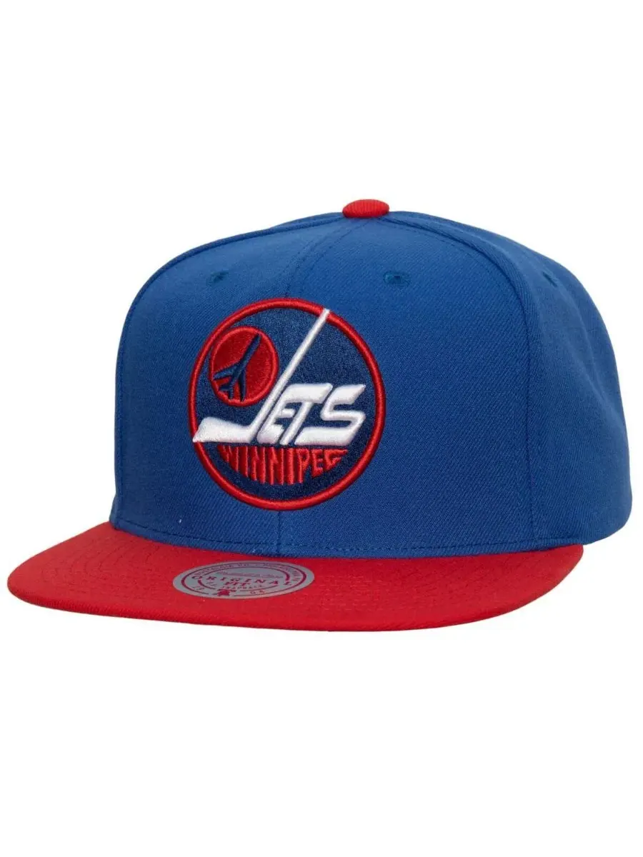 Mitchell & Ness Мужская синяя бейсболка Winnipeg Jets Core Team Ground 2.0 с регулируемой застежкой — изображение 1 из 3