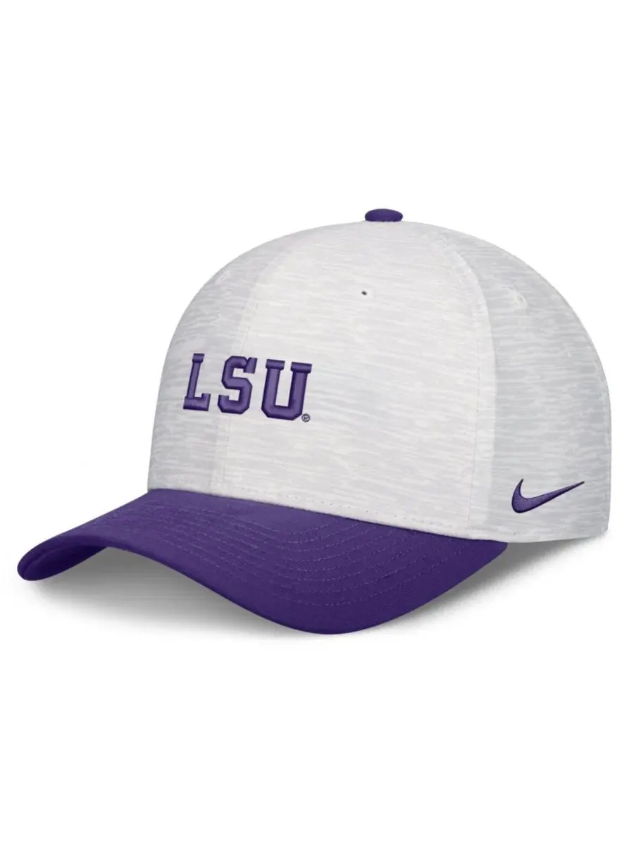 Кепка Nike Primetime Rise с высокой тульей, белая с фиолетовым, LSU Tigers — изображение 1 из 4, белый фиолетовый