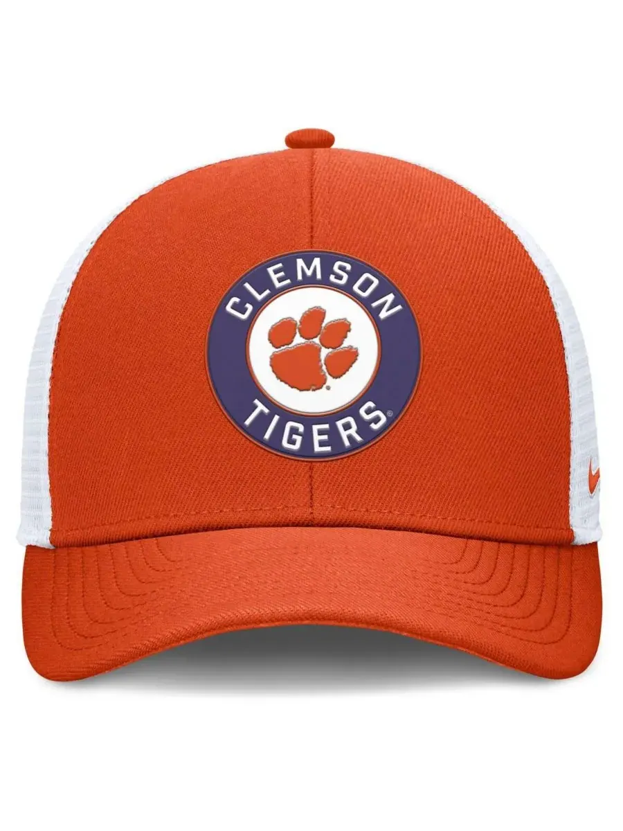 Nike Мужская регулируемая кепка-тракер Clemson Tigers Rise Primetime Performance оранжево-белого — изображение 2 из 4