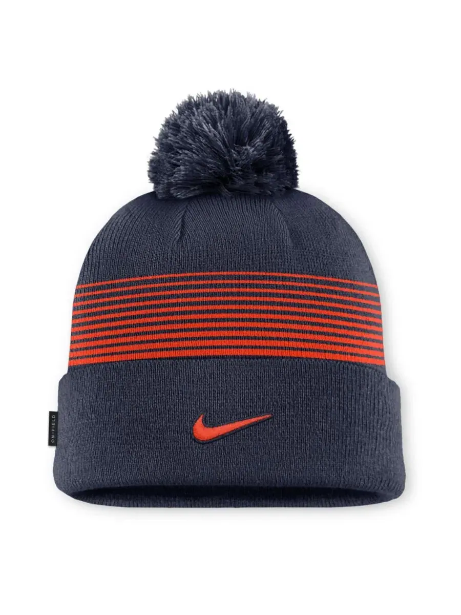 Шапка-бини с помпоном Auburn Tigers 2026 On-Field Cuffed Knit Hat Nike — изображение 2 из 2, темно-синий оранжевый