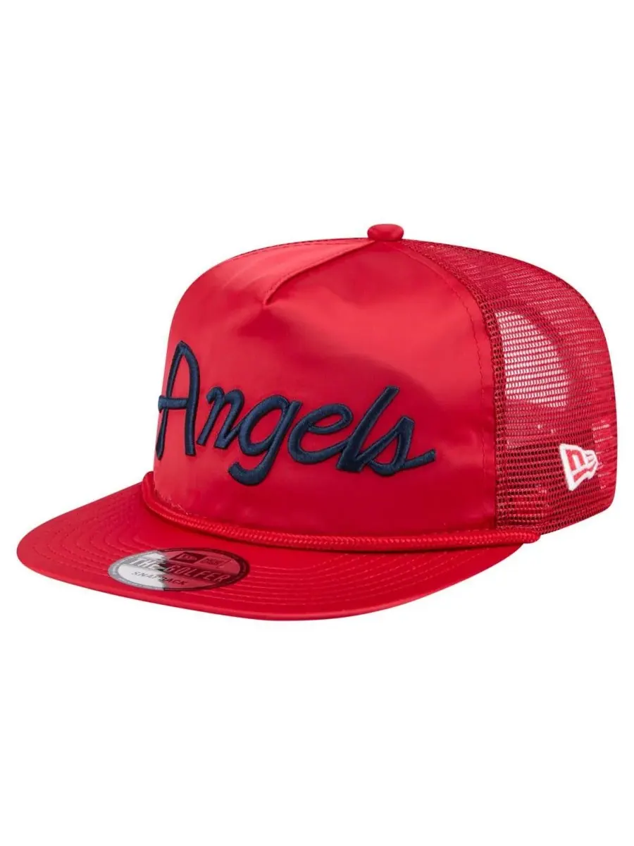 New Era Мужская красная ретро-кепка для гольфа Los Angeles Angels с атласной надписью, регулируемая