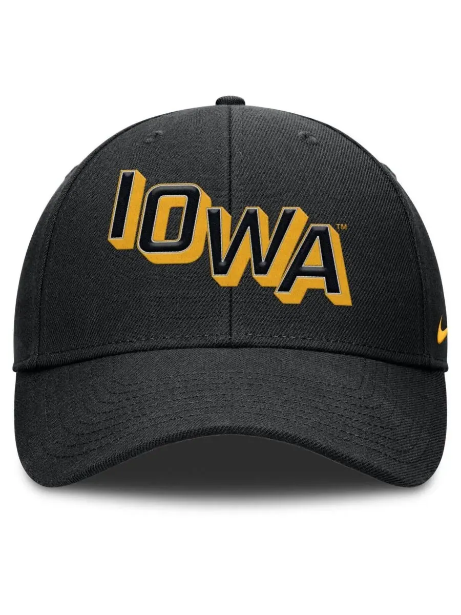 Nike Мужская черная регулируемая бейсболка Iowa Hawkeyes Slanted Primetime Rise Performance — изображение 2 из 4, черный