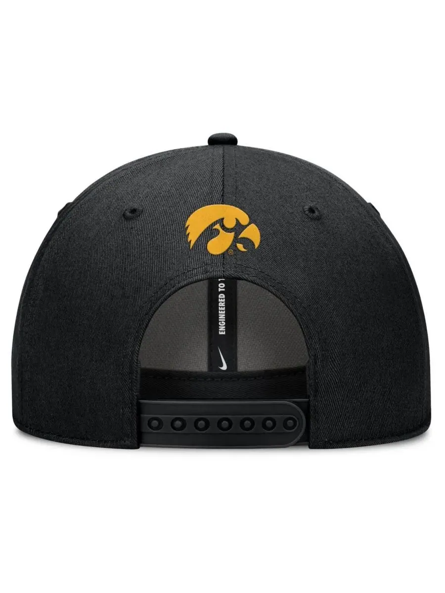 Nike Мужская черная регулируемая бейсболка Iowa Hawkeyes Slanted Primetime Rise Performance — изображение 4 из 4, черный