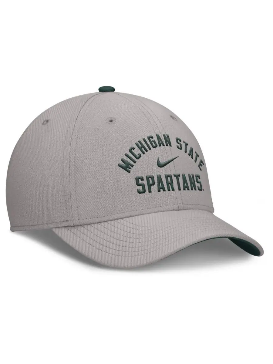 Nike Мужская серая бейсболка Michigan State Spartans Rise Prep Performance Flex Hat — изображение 2 из 4, серый