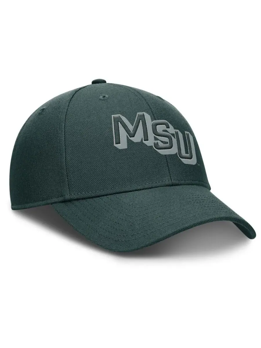Nike Мужская зеленая кепка Michigan State Spartans Slanted Primetime Rise Performance с — изображение 3 из 4, зеленый