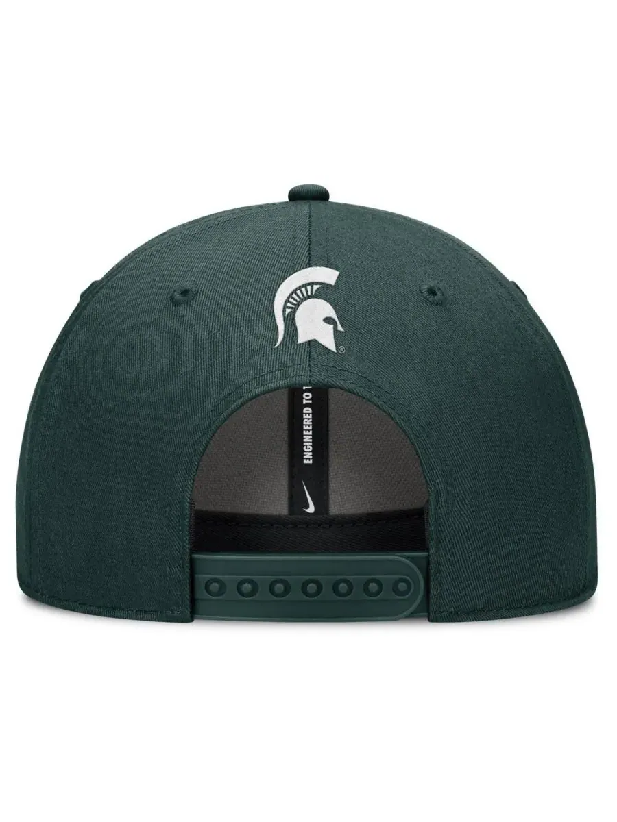 Nike Мужская зеленая кепка Michigan State Spartans Slanted Primetime Rise Performance с — изображение 4 из 4, зеленый